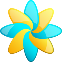abstrakte Logo-Illustration mit acht Blütenblättern im trendigen und minimalistischen Stil png