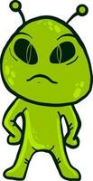 Angry alien, illustration, vector on white background.