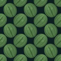 Watermelon pattern, seamless pattern on dark blue background. vector