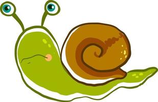 Sad snail, illustration, vector on white background.