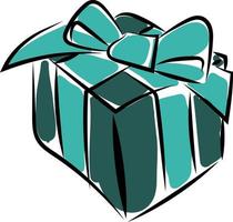 Blue gift box, illustration, vector on white background.