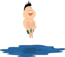 Man jumping in the water, illustration, vector on white background