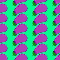 Eggplant pattern, seamless pattern on green background. vector