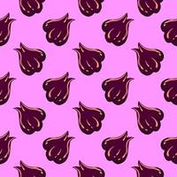 Purple onions ,seamless pattern on light pink background. vector