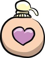 Perfume with a heart, illustration, vector on a white background.