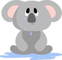 Crying koala, illustration, vector on white background