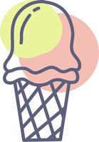 Two scoops of ice cream, illustration, vector on a white background.