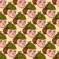 Young Sherlock Holmes, seamless pattern on orange background. vector