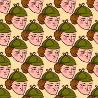 Young Sherlock Holmes, seamless pattern on orange background. vector