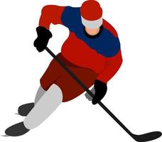 Hockey player, illustration, vector on white background.