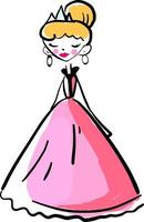 Pink dress, illustration, vector on white background.