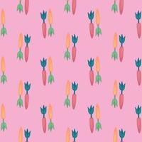Small carrots , seamless pattern on a pink background. vector