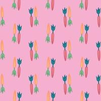 Small carrots , seamless pattern on a pink background. vector