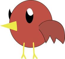 Red bird with big eyes, illustration, vector on white background.