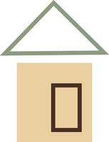 Beige house with one big window, icon illustration, vector on white background