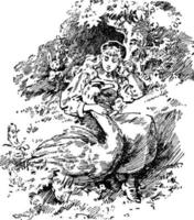 elsa y los cisnes, ilustración vintage