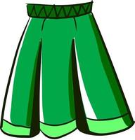 Green woman skirt, illustration, vector on white background.