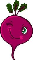 Pink winking beet, illustration, vector on a white background.