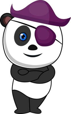 Pirate panda, illustration, vector on white background.