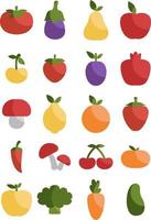 frutas y verduras frescas, ilustración, vector sobre fondo blanco.