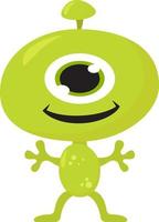 Green cute alien with one eye , illustration, vector on white background