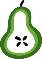 Green pear in half, illustration, vector on white background.