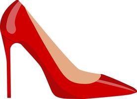 Red woman shoe, illustration, vector on white background.