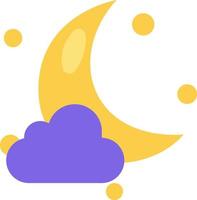 Luna joven con nube pequeña, ilustración, vector sobre fondo blanco.