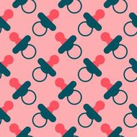 Red nipple, seamless pattern on pink background. vector