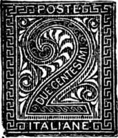 Italy Due Centesimi Newspaper Stamp, 1863-1865, vintage illustration vector