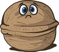 Sad walnut, illustration, vector on a white background.