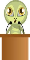 Alien holding speech, illustration, vector on white background.