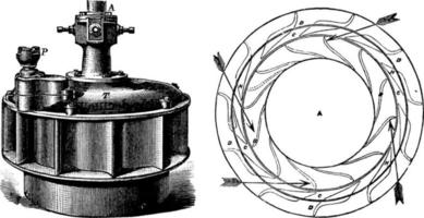 Turbine, vintage illustration. vector