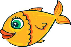 Cute yellow fish, illustration, vector on white background