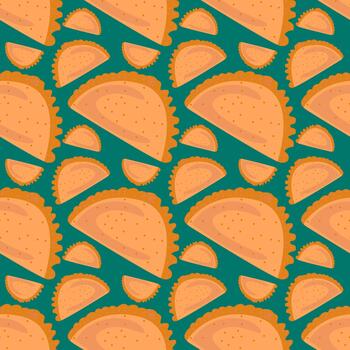 Taco pattern, seamless pattern on green background. vector