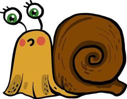 Surprised snail, illustration, vector on white background