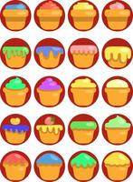 paquete de iconos de cupcakes, ilustración, vector sobre fondo blanco.