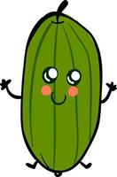 Cute cucmber with eyes, illustration, vector on white background.