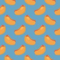 Delicious Hot dog , seamless pattern on a blue background. vector