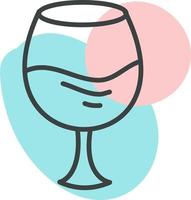 vino en copa elegante, ilustración, vector, sobre un fondo blanco. vector