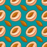 Apricot pattern, seamless pattern on blue background. vector
