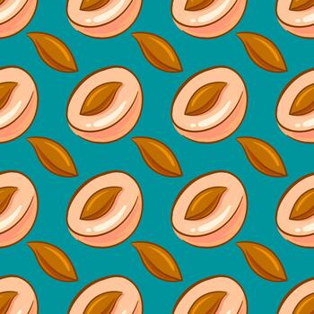 Apricot pattern, seamless pattern on blue background. vector