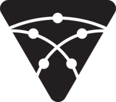 abstraktes dreieck-logo und leiterplattenillustration im trendigen und minimalistischen stil png