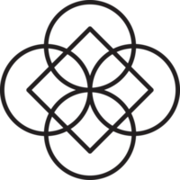 abstrakt fyra kronblad blomma logotyp illustration i trendig och minimal stil png