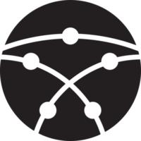 logo de cercle abstrait et illustration de carte de circuit imprimé dans un style branché et minimal png