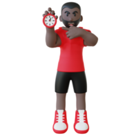3d athlete holding stopwatch png