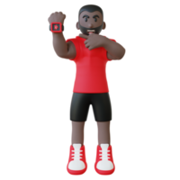 3d illustration of a guy with smartwatch cardio record png