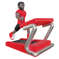 Illustration 3d d'un gars de fitness courant sur un tapis roulant png