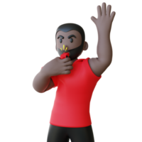 3d illustration of referee blowing whistle png