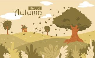 Flat design autumnal background, for banners, posters, templates and others. vector